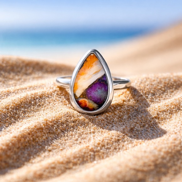 Spiny Oyster Purple Turquoise Ring - Picture 10 of 13